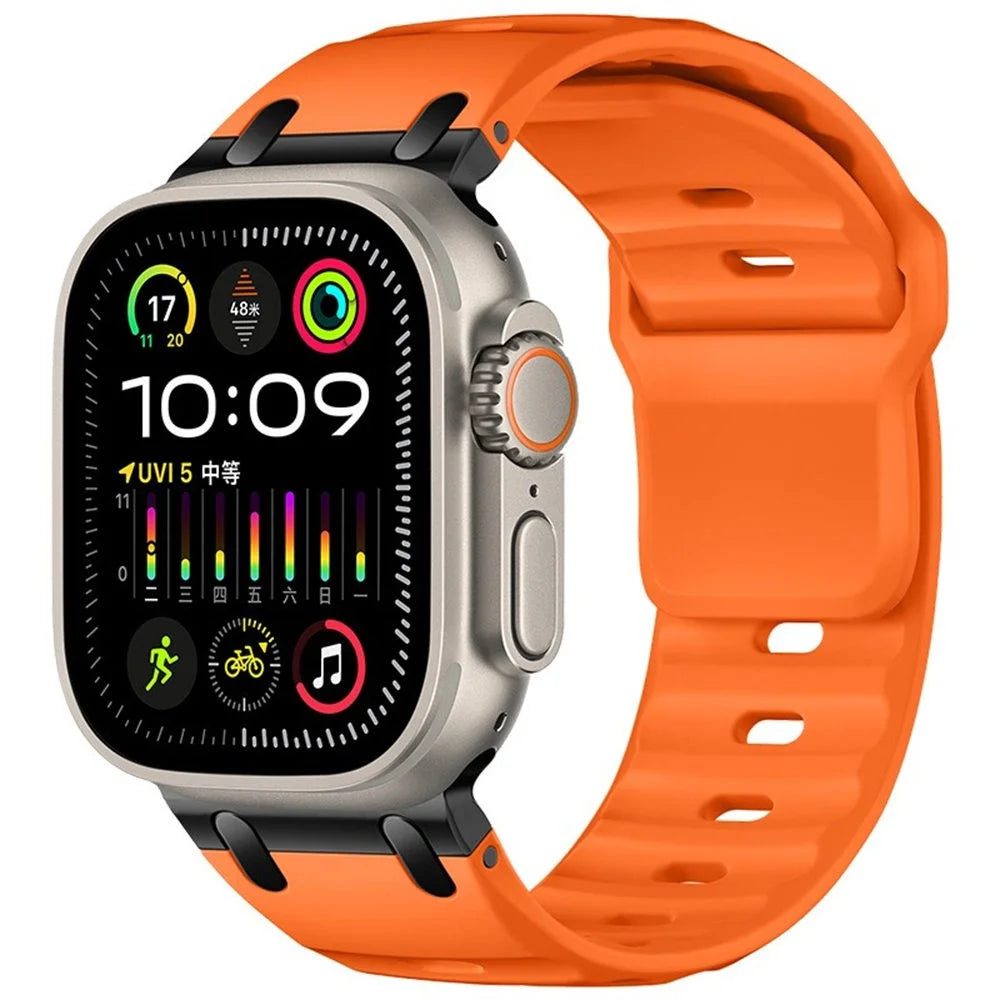 Silicone Strap for Apple Watch Ultra 3 2 1 49mm  /  Series 11 10 46mm  /  9 8 7 45mm  /  SE3 SE2 SE 6 5 4 44mm  /  3 2 1 42mm Waterproof Watchband - Orange - 2