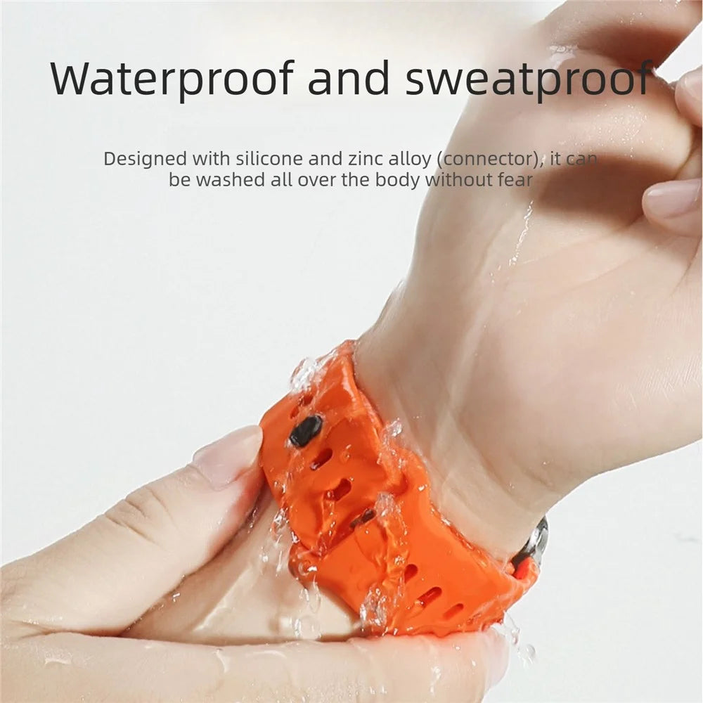 Silicone Strap for Apple Watch Ultra 3 2 1 49mm  /  Series 11 10 46mm  /  9 8 7 45mm  /  SE3 SE2 SE 6 5 4 44mm  /  3 2 1 42mm Waterproof Watchband - Orange - 4