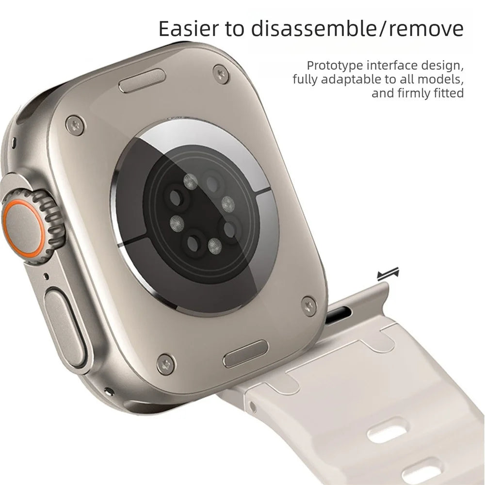 Silicone Strap for Apple Watch Ultra 3 2 1 49mm  /  Series 11 10 46mm  /  9 8 7 45mm  /  SE3 SE2 SE 6 5 4 44mm  /  3 2 1 42mm Waterproof Watchband - Orange - 5