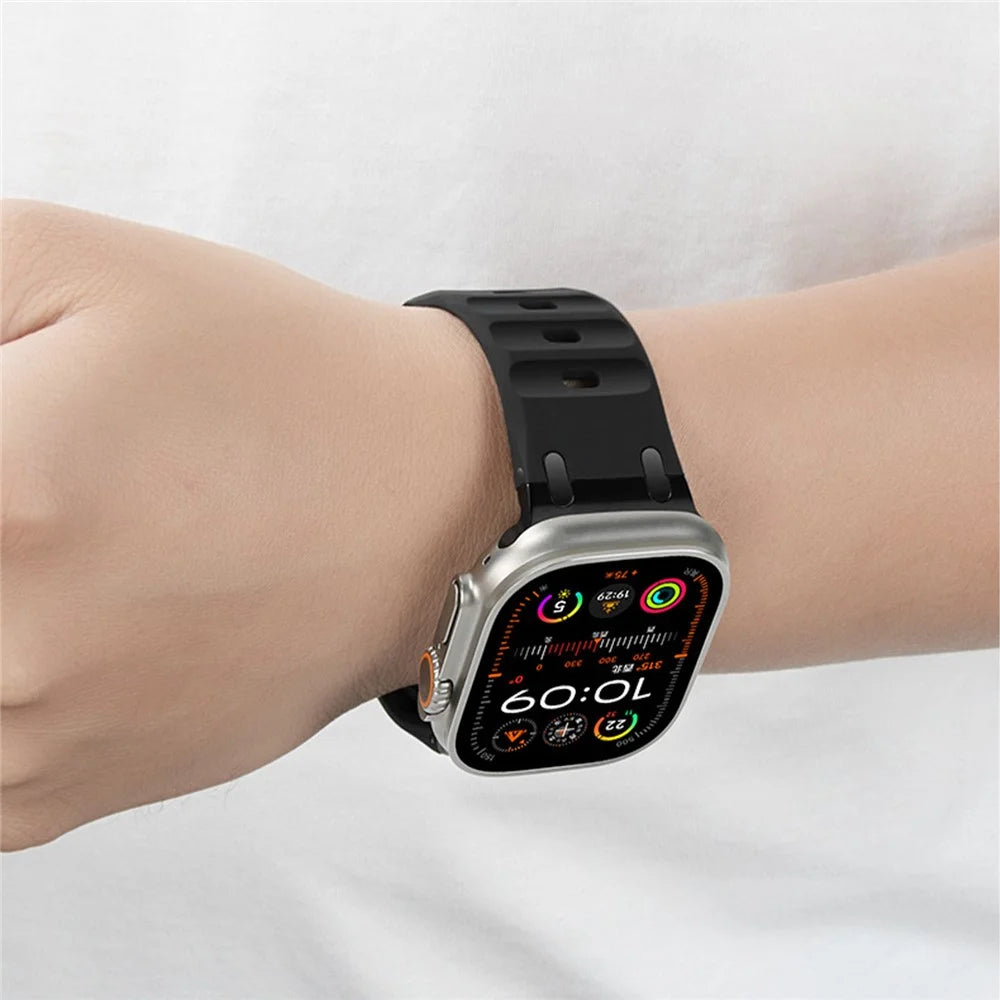 Silicone Strap for Apple Watch Ultra 3 2 1 49mm  /  Series 11 10 46mm  /  9 8 7 45mm  /  SE3 SE2 SE 6 5 4 44mm  /  3 2 1 42mm Waterproof Watchband - Orange - 7