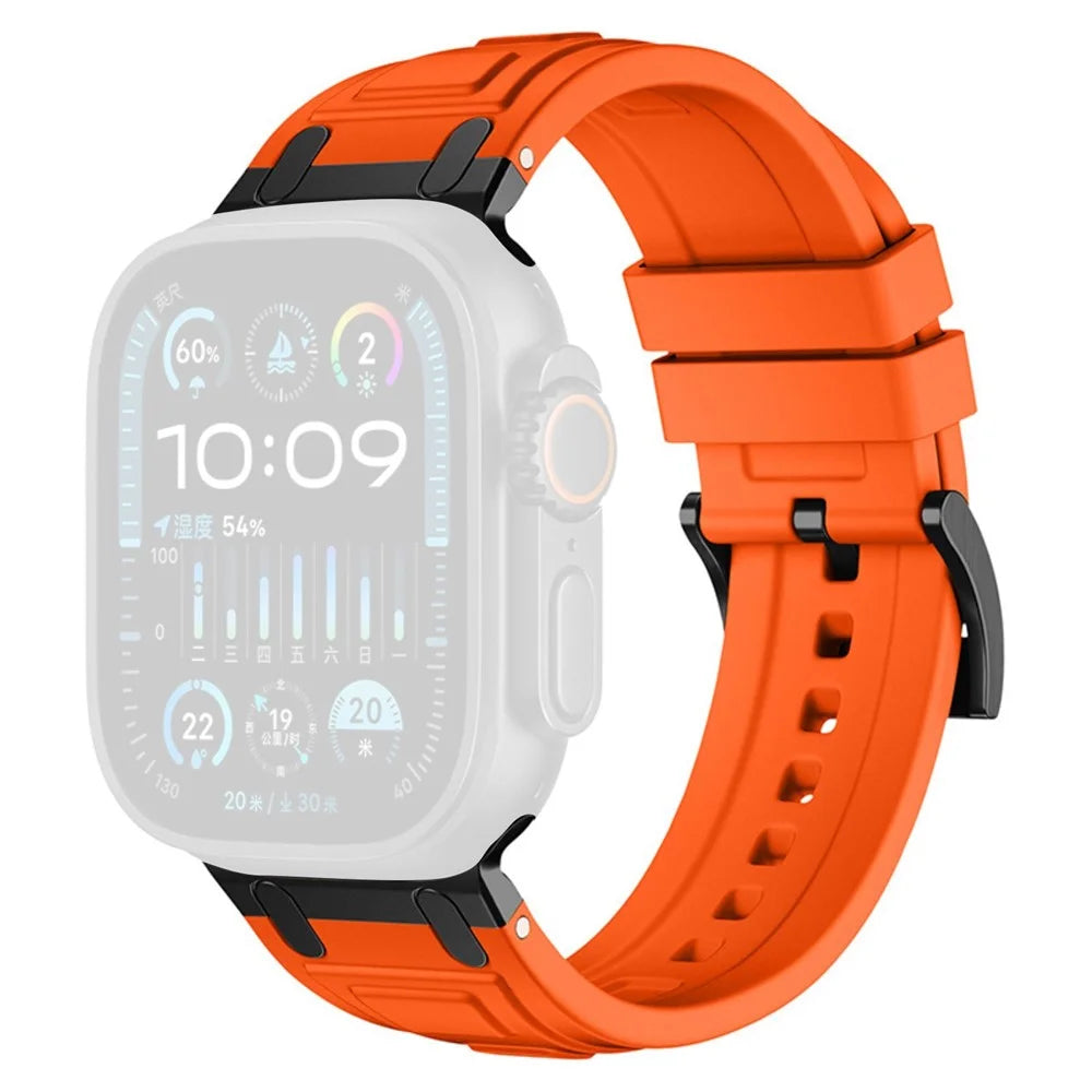 Armor Silicone Watch Band for Apple Watch Series 11 10 42mm  /  9 8 7 41mm  /  SE3 SE2 SE 6 5 4 40mm  /  3 2 1 38mm Adjustable Strap - Orange - 1
