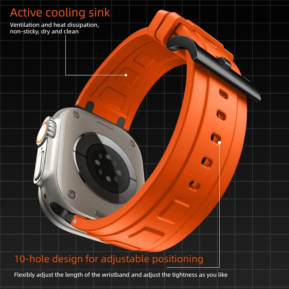 Armor Silicone Watch Band for Apple Watch Series 11 10 42mm  /  9 8 7 41mm  /  SE3 SE2 SE 6 5 4 40mm  /  3 2 1 38mm Adjustable Strap - Orange - 4