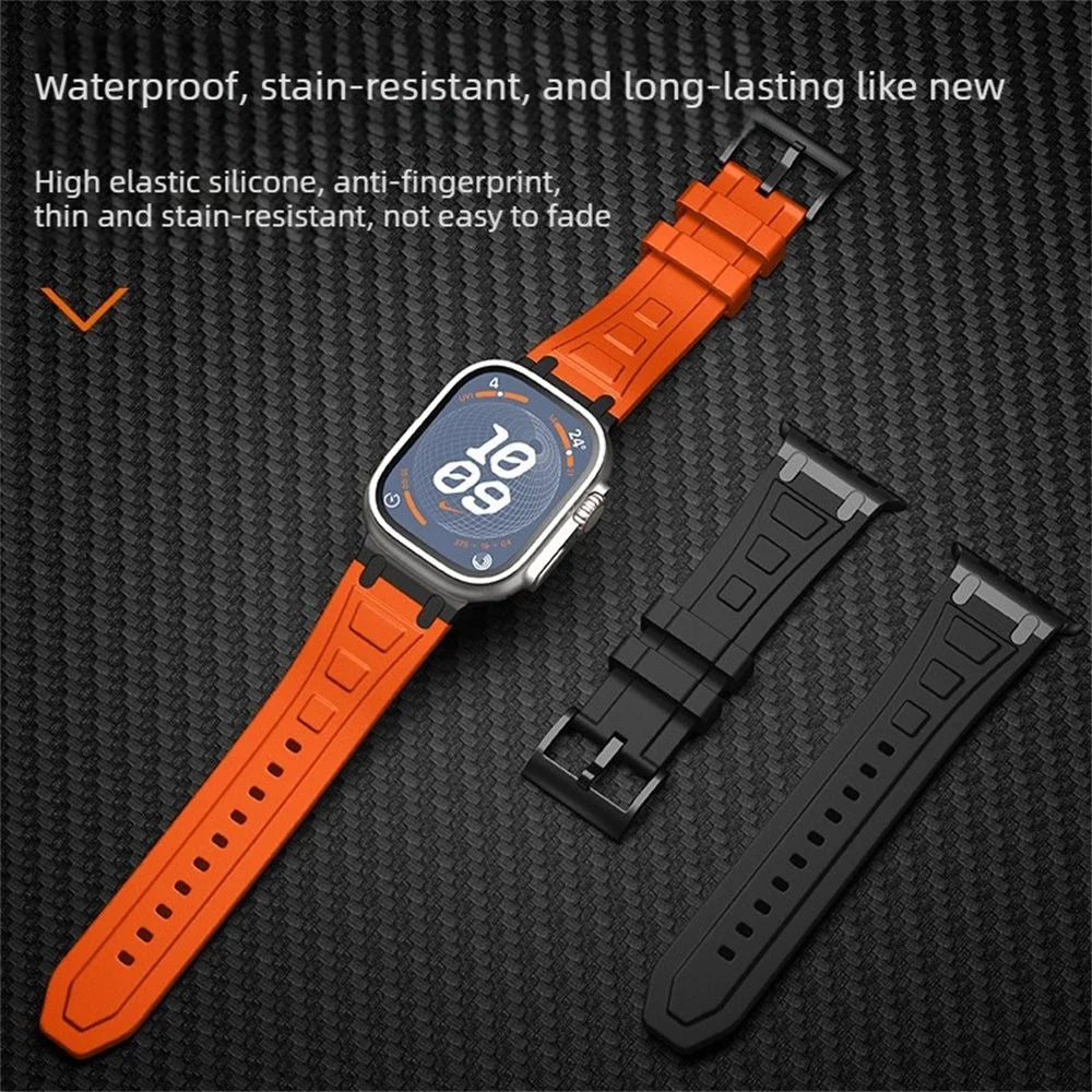 Armor Silicone Watch Band for Apple Watch Series 11 10 42mm  /  9 8 7 41mm  /  SE3 SE2 SE 6 5 4 40mm  /  3 2 1 38mm Adjustable Strap - Orange - 5