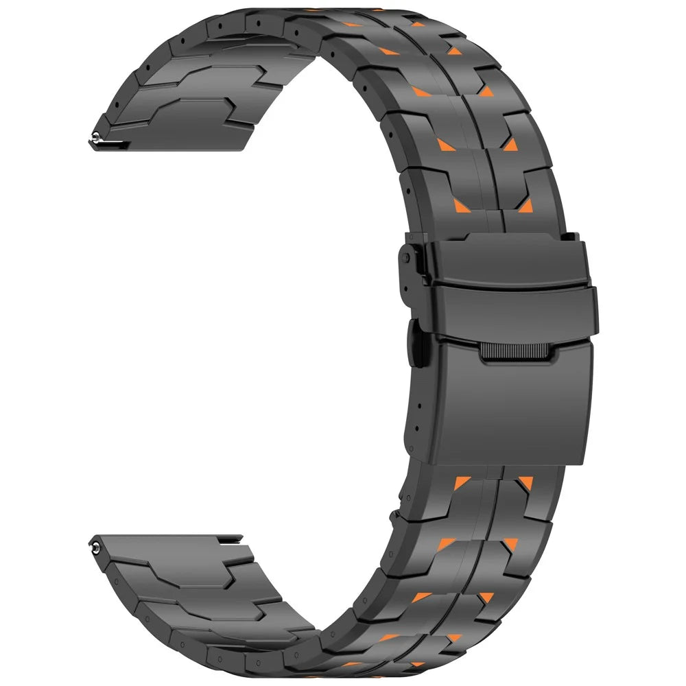 22mm Watch Band for Huawei Watch GT 6 46mm / GT 5 Pro 46mm / GT 5 46mm Titanium Alloy Replacement Strap - Black+Orange - 1