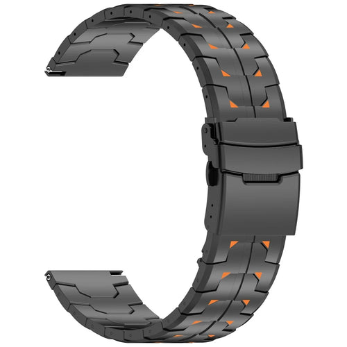 22mm Watch Band for Huawei Watch GT 6 46mm / GT 5 Pro 46mm / GT 5 46mm Titanium Alloy Replacement Strap - Black+Orange - 1