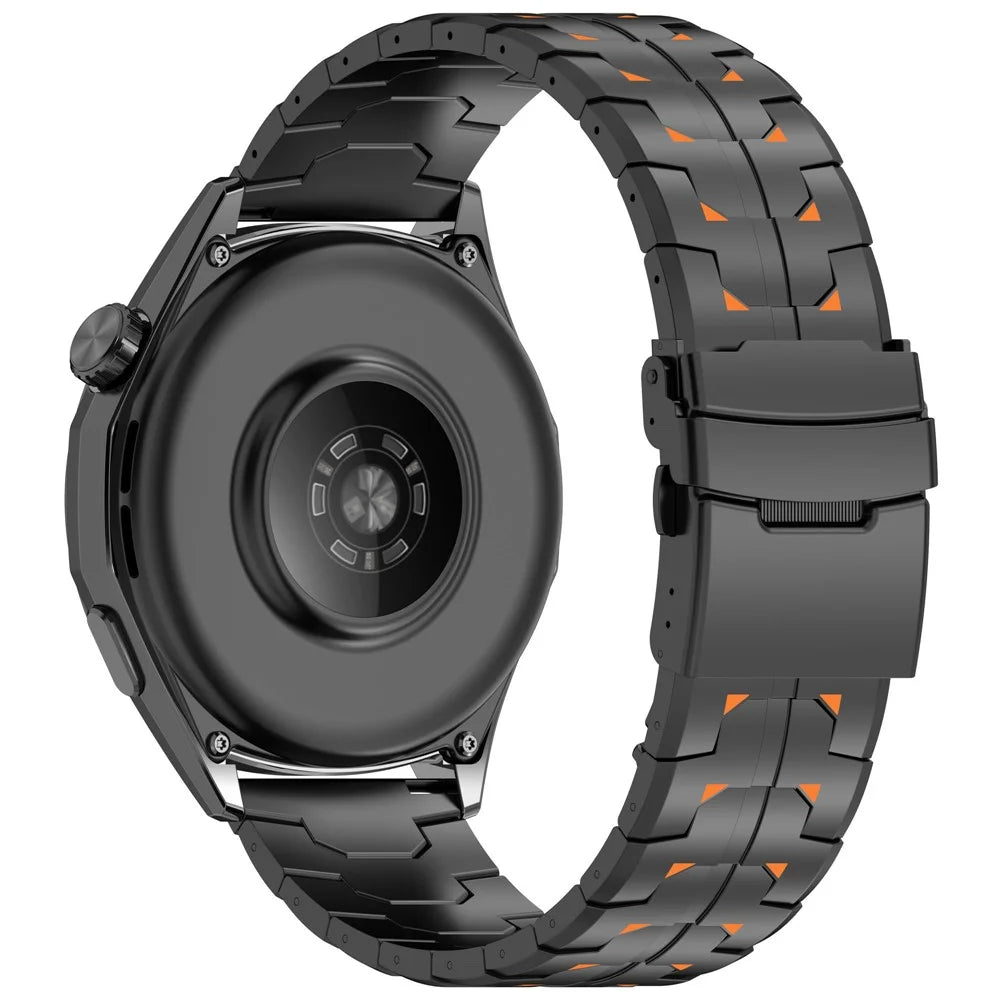 22mm Watch Band for Huawei Watch GT 6 46mm / GT 5 Pro 46mm / GT 5 46mm Titanium Alloy Replacement Strap - Black+Orange - 2