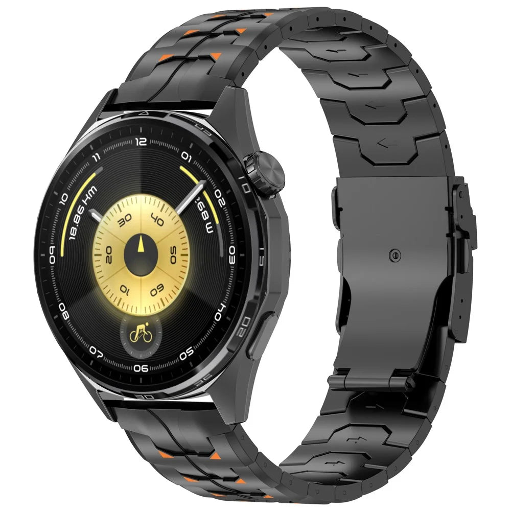 22mm Watch Band for Huawei Watch GT 6 46mm / GT 5 Pro 46mm / GT 5 46mm Titanium Alloy Replacement Strap - Black+Orange - 3