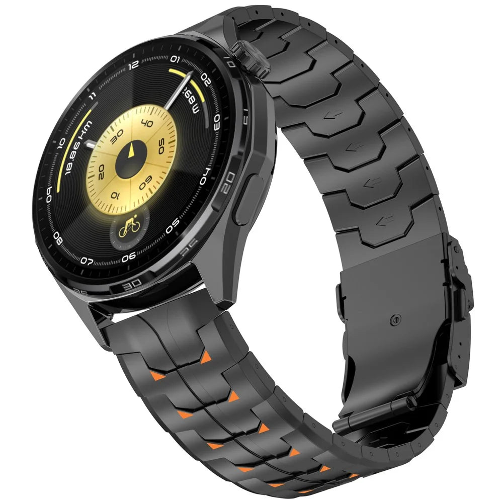 22mm Watch Band for Huawei Watch GT 6 46mm / GT 5 Pro 46mm / GT 5 46mm Titanium Alloy Replacement Strap - Black+Orange - 5