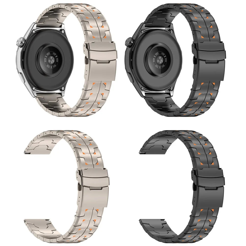 22mm Watch Band for Huawei Watch GT 6 46mm / GT 5 Pro 46mm / GT 5 46mm Titanium Alloy Replacement Strap - Black+Orange - 7