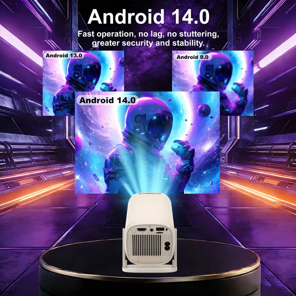 V5 Smart Video Projector Android 14 Automatic Keystone Correction WiFi / Bluetooth-compatible Mini Home Theater, 1+8GB - US Plug - 5
