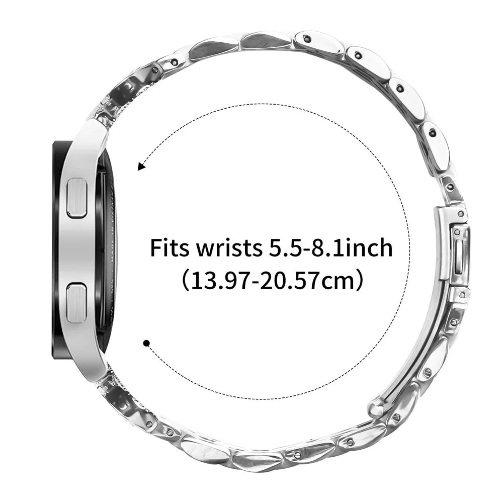 20mm Watch Band For Huami Amazfit Active 2S  /  Active 2  /  Active Seven Bead Stainless Steel Strap with Rhinestone Ox Horn Style Connector - Silver - 6