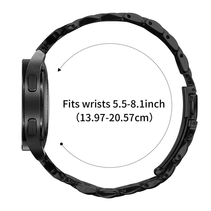 20mm Stainless Steel Watch Band For Garmin Forerunner 570 42mm  /  Forerunner 165  /  168 Strap with Rhinestone Ox Horn Style Connector - Black - 6