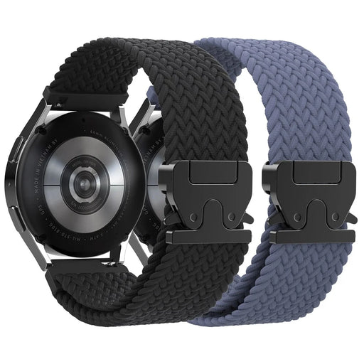 AHASTYLE WE37 20mm Watch Band For Samsung Galaxy Watch7  /  Watch6  /  Watch 5  /  Watch 4 40mm 44mm Double Loop Nylon Braided Strap with Parachute Buckle - Black  /  Blue Grey - 1