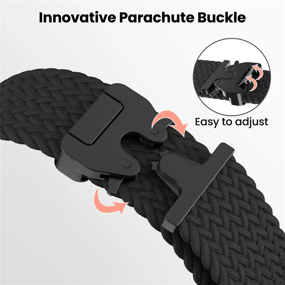 AHASTYLE WE37 20mm Watch Band For Samsung Galaxy Watch7  /  Watch6  /  Watch 5  /  Watch 4 40mm 44mm Double Loop Nylon Braided Strap with Parachute Buckle - Black  /  Blue Grey - 3