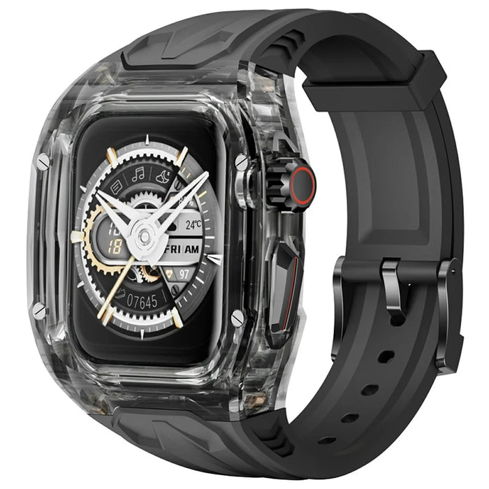 AHASTYLE WE28 For Apple Watch Series 11 46mm Silicone Watch Band with Anti-drop Case - Black - 2