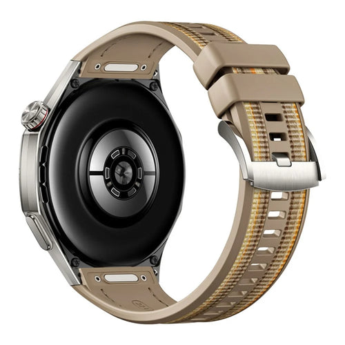 For Huawei Watch GT 6 Pro 46mm Composite Nylon Silicone Band Quick Release Button Watch Strap - Brown - 1