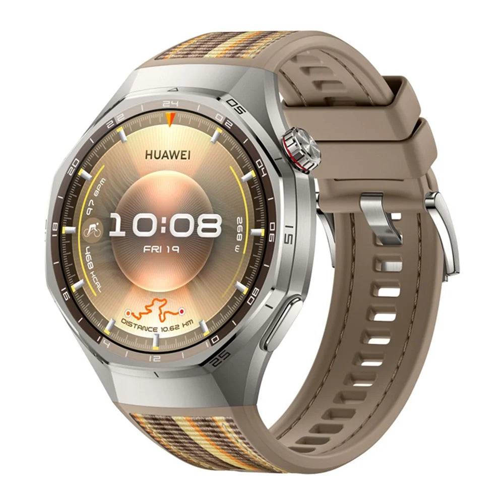 For Huawei Watch GT 6 Pro 46mm Composite Nylon Silicone Band Quick Release Button Watch Strap - Brown - 2