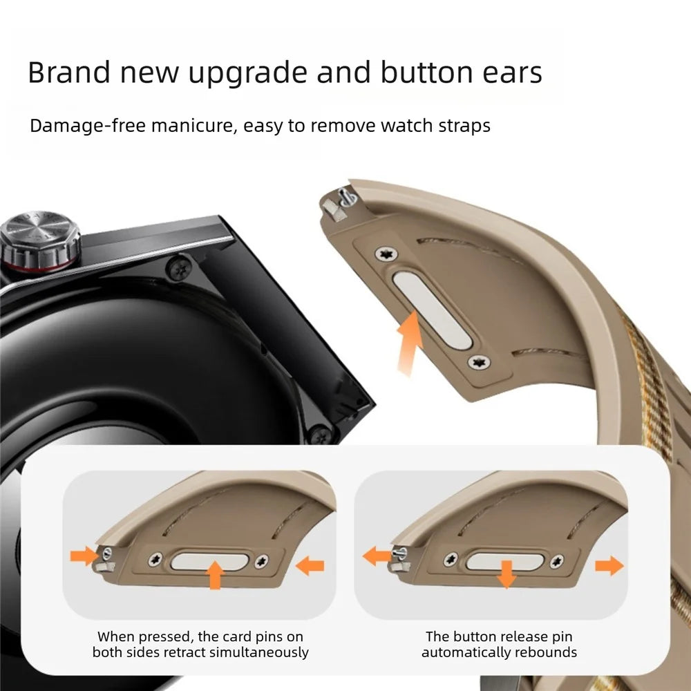 For Huawei Watch GT 6 Pro 46mm Composite Nylon Silicone Band Quick Release Button Watch Strap - Brown - 3