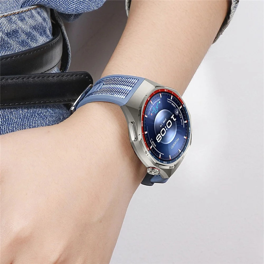 For Huawei Watch GT 6 Pro 46mm Composite Nylon Silicone Band Quick Release Button Watch Strap - Brown - 6