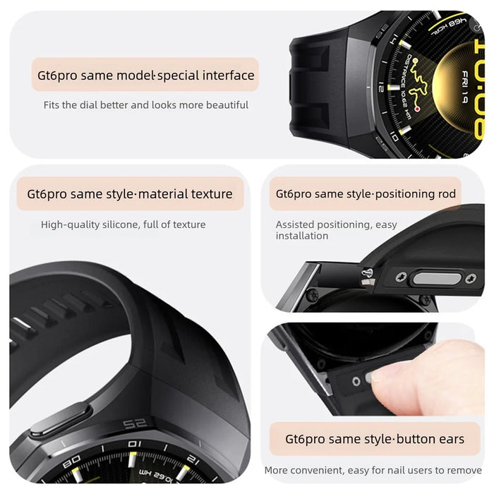 For Huawei Watch GT 6 Pro 46mm Watch Band Silicone Strap Quick Release Button - Black - 4