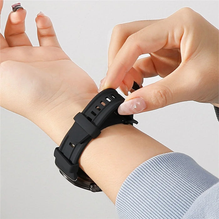 For Huawei Watch GT 6 Pro 46mm Watch Band Silicone Strap Quick Release Button - Black - 6