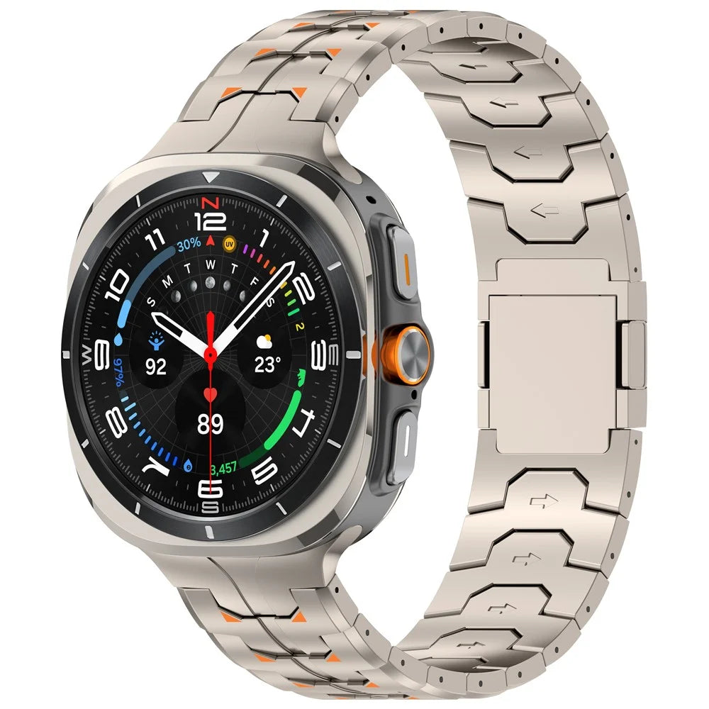 Watch Band for Samsung Galaxy Watch Ultra2 47mm / Watch Ultra (2025) 47mm / Watch Ultra 47mm Titanium Alloy Replacement Strap - Titanium+Orange - 2