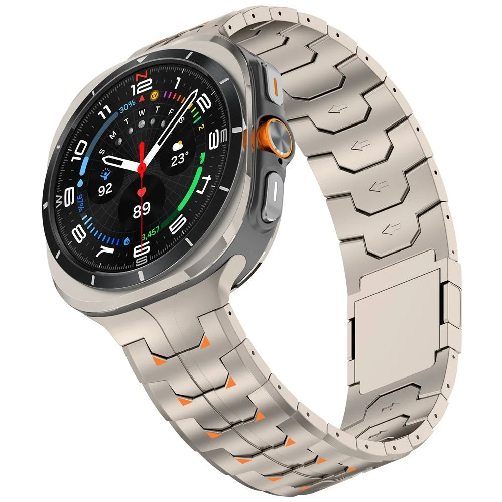Watch Band for Samsung Galaxy Watch Ultra2 47mm / Watch Ultra (2025) 47mm / Watch Ultra 47mm Titanium Alloy Replacement Strap - Titanium+Orange - 5