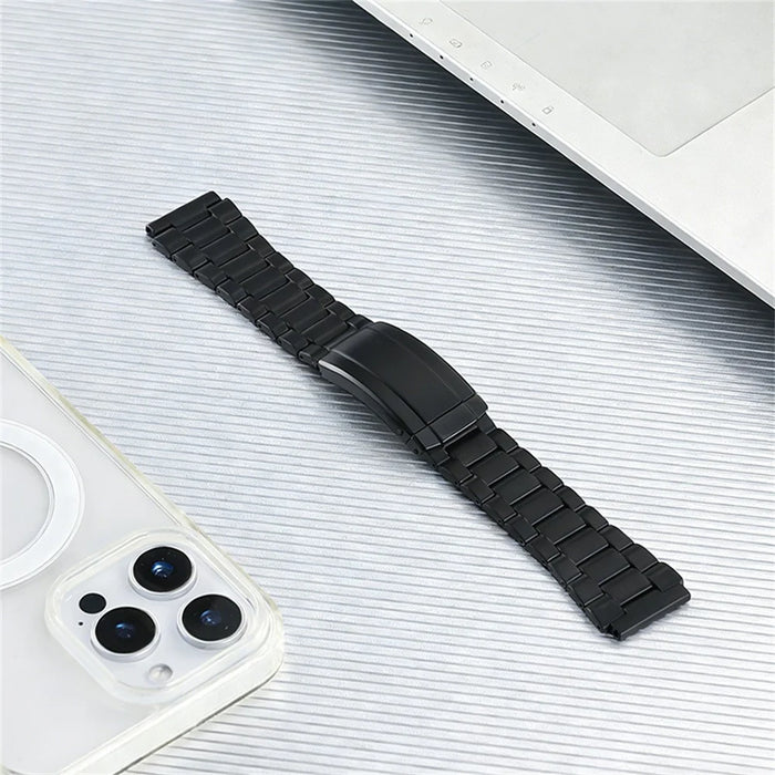 22mm Watch Band For Oppo Watch X  /  X2  /  4 Pro 3-Section Link Fold-Over Clasp Detachable Titanium Alloy Strap - Black - 1
