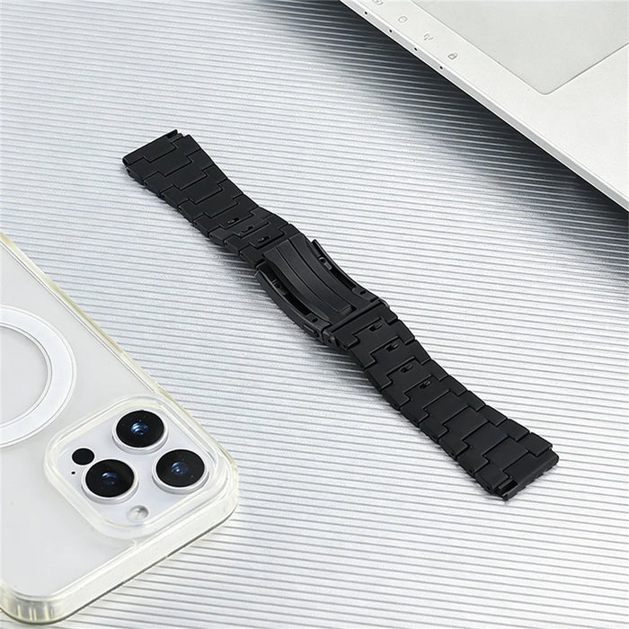22mm Watch Band For Oppo Watch X  /  X2  /  4 Pro 3-Section Link Fold-Over Clasp Detachable Titanium Alloy Strap - Black - 2