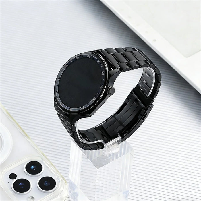 22mm Watch Band For Oppo Watch X  /  X2  /  4 Pro 3-Section Link Fold-Over Clasp Detachable Titanium Alloy Strap - Black - 3