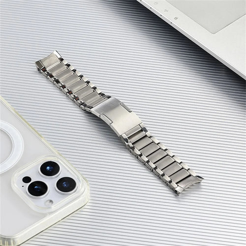 For Oppo Watch X  /  X2 Titanium Alloy Watch Band Beveled Three Bead Edge Foldable Buckle Metal Strap - Silver - 1