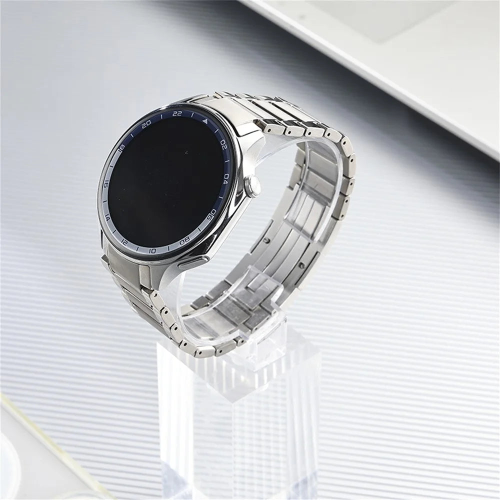 For Oppo Watch X  /  X2 Titanium Alloy Watch Band Beveled Three Bead Edge Foldable Buckle Metal Strap - Silver - 3