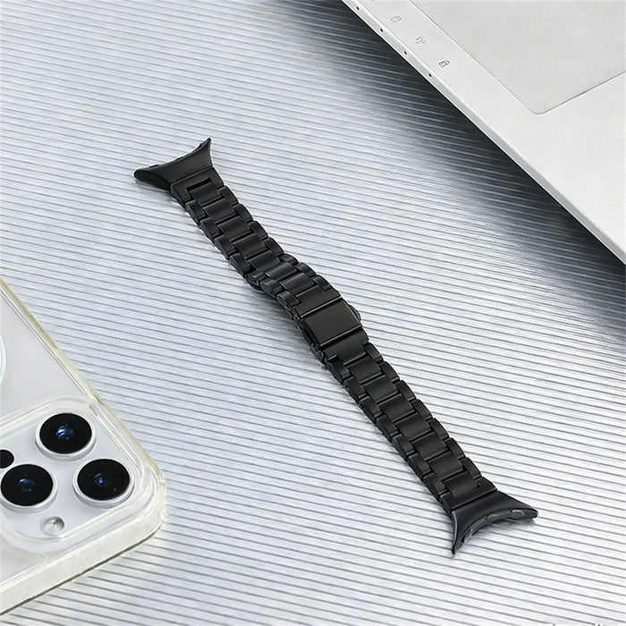 Watch Band for Google Pixel Watch 4 41mm / Watch 3 41mm / Watch 2 / Watch Quick Release 3-Bead Folding Clasp Stainless Steel Strap - Black - 1