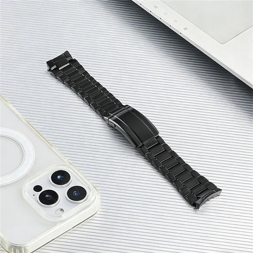 For Huawei Watch GT 6 46mm Watch Band 3-Section Link Fold-Over Clasp Detachable Titanium Alloy Strap - Black - 1