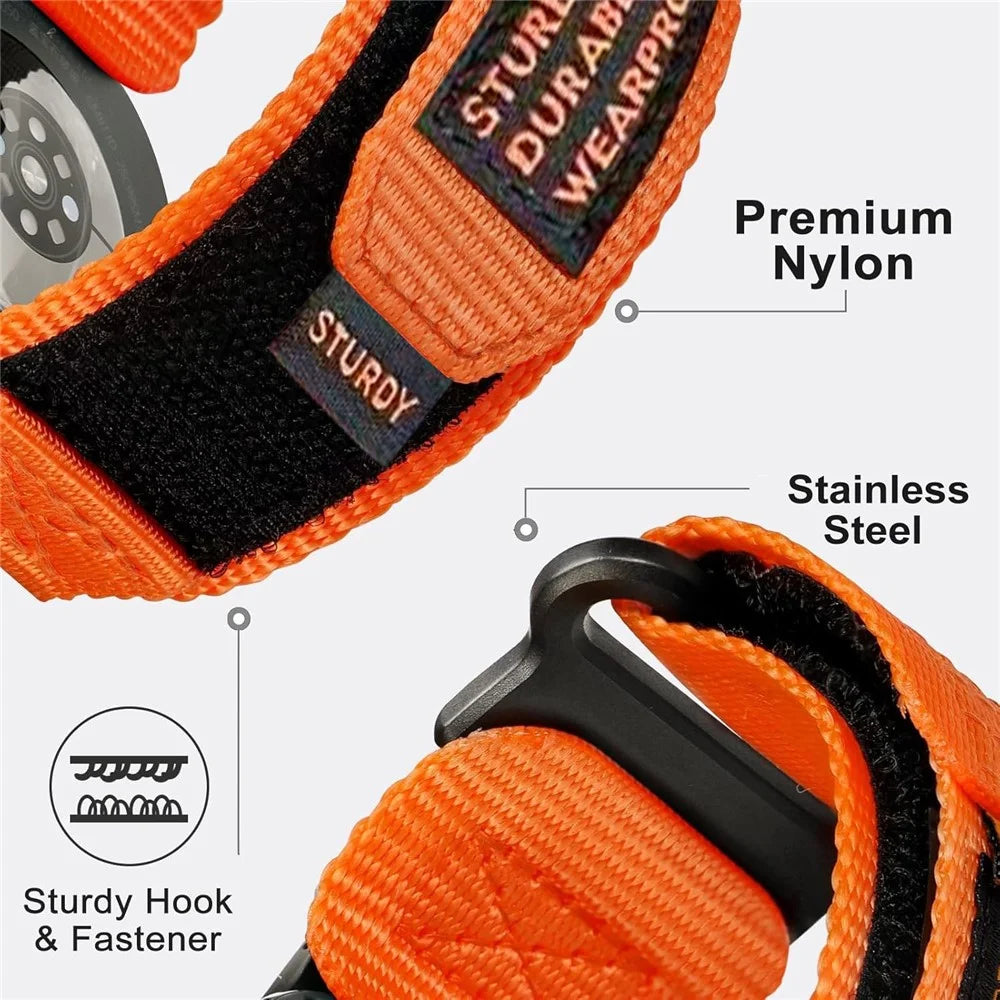 Woven Nylon Sport Band For Samsung Galaxy Watch Ultra2 47mm / Watch Ultra (2025) 47mm / Watch Ultra 47mm Quick Release Adjustable Strap - Orange - 3