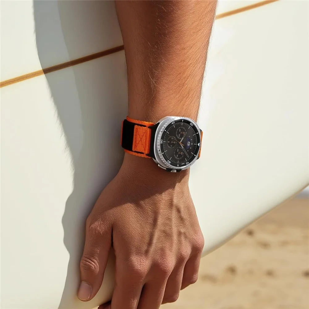 Woven Nylon Sport Band For Samsung Galaxy Watch Ultra2 47mm / Watch Ultra (2025) 47mm / Watch Ultra 47mm Quick Release Adjustable Strap - Orange - 5