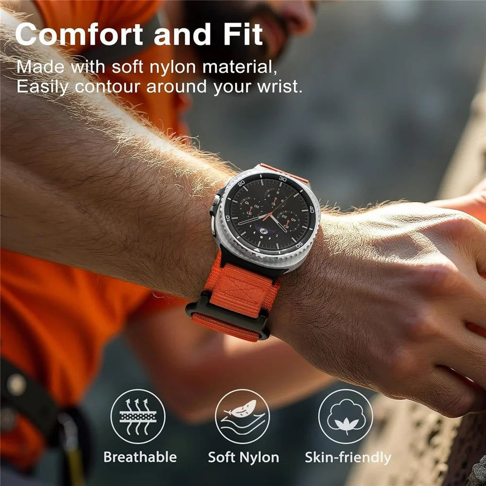 Woven Nylon Sport Band For Samsung Galaxy Watch Ultra2 47mm / Watch Ultra (2025) 47mm / Watch Ultra 47mm Quick Release Adjustable Strap - Orange - 6