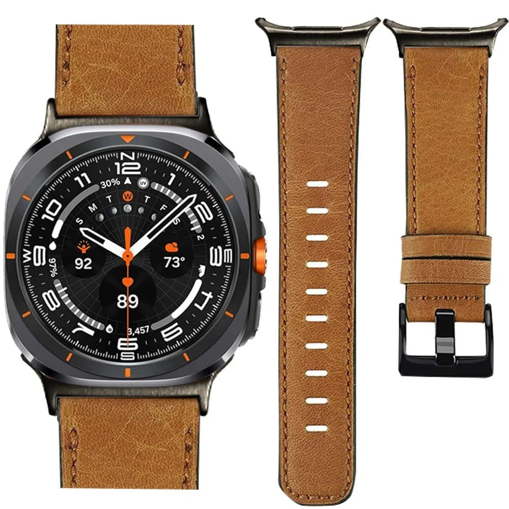 Leather Watch Band For Samsung Galaxy Watch8 Classic 46mm  /  Watch8 44mm  /  40mm Wrist Strap with Steel Buckle - Baby Blue - 5