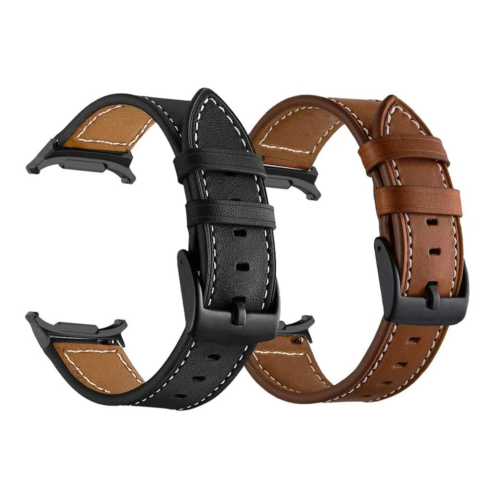 Leather Watch Band For Samsung Galaxy Watch8 Classic 46mm  /  Watch8 44mm  /  40mm Wrist Strap with Steel Buckle - Baby Blue - 6