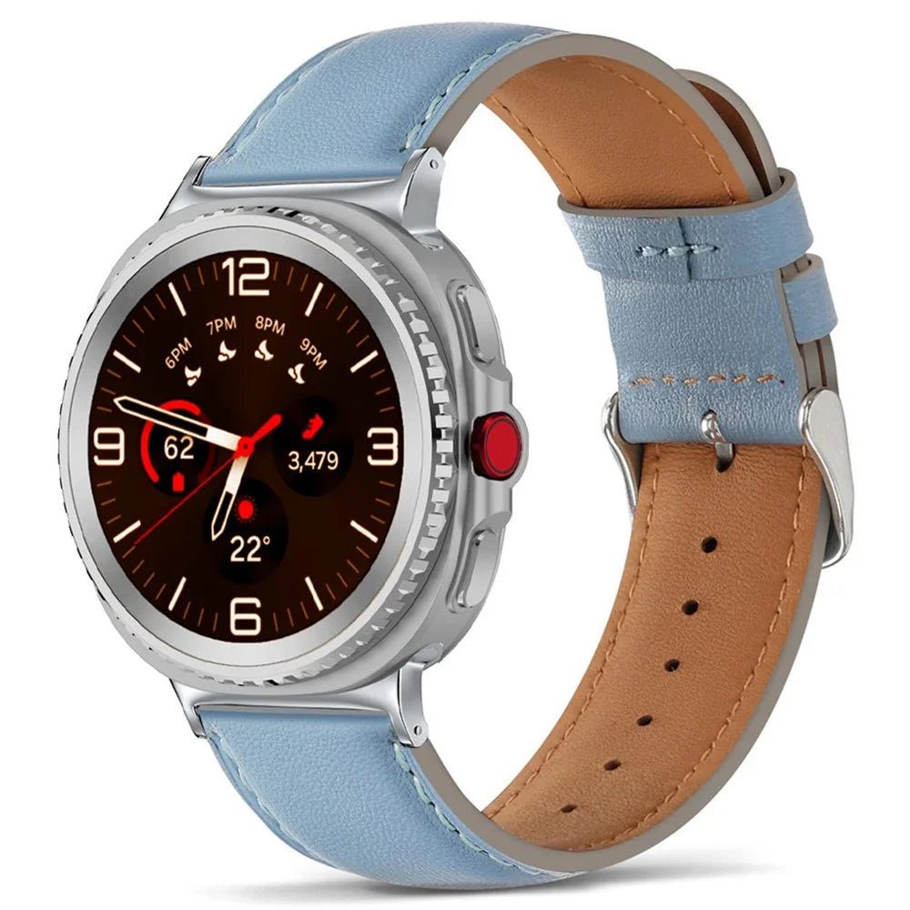 For Samsung Galaxy Watch Ultra2 47mm / Watch Ultra (2025) 47mm / Watch Ultra 47mm Watch Band Genuine Cow Leather Wrist Strap with Steel Buckle - Baby Blue - 2
