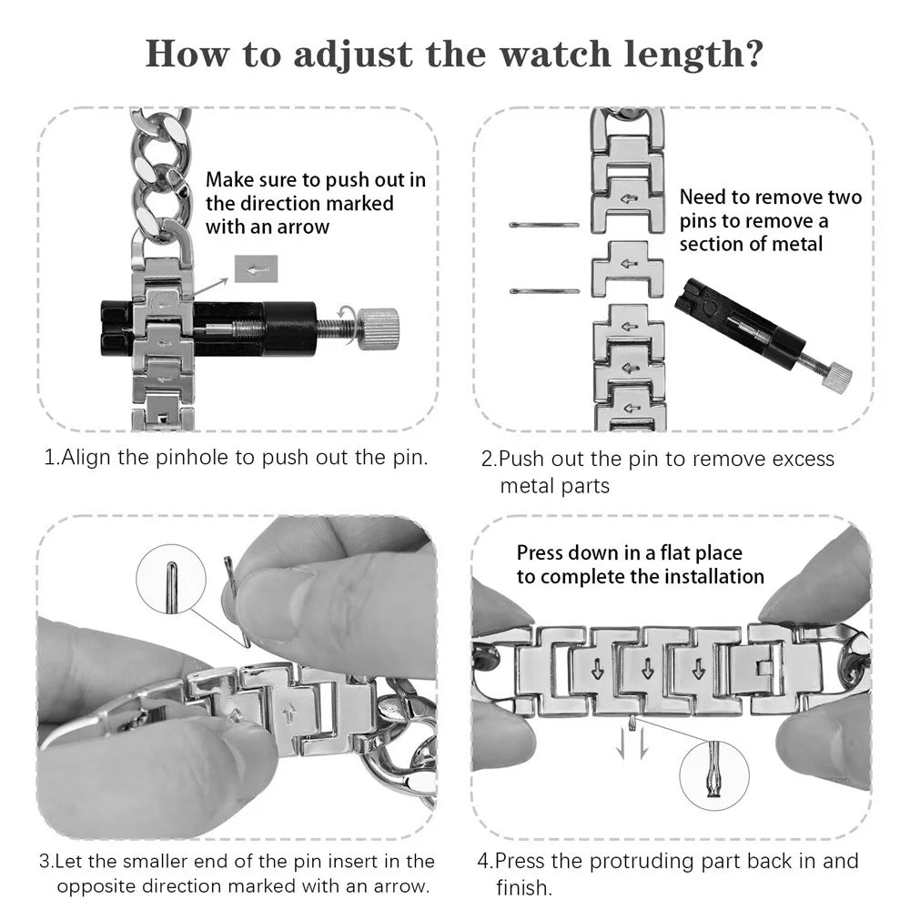 For Google Pixel Watch 4 45mm / Watch 3 45mm Watch Band Stainless Steel Metal Chain Adjustable Bracelet Strap - Silver - 6