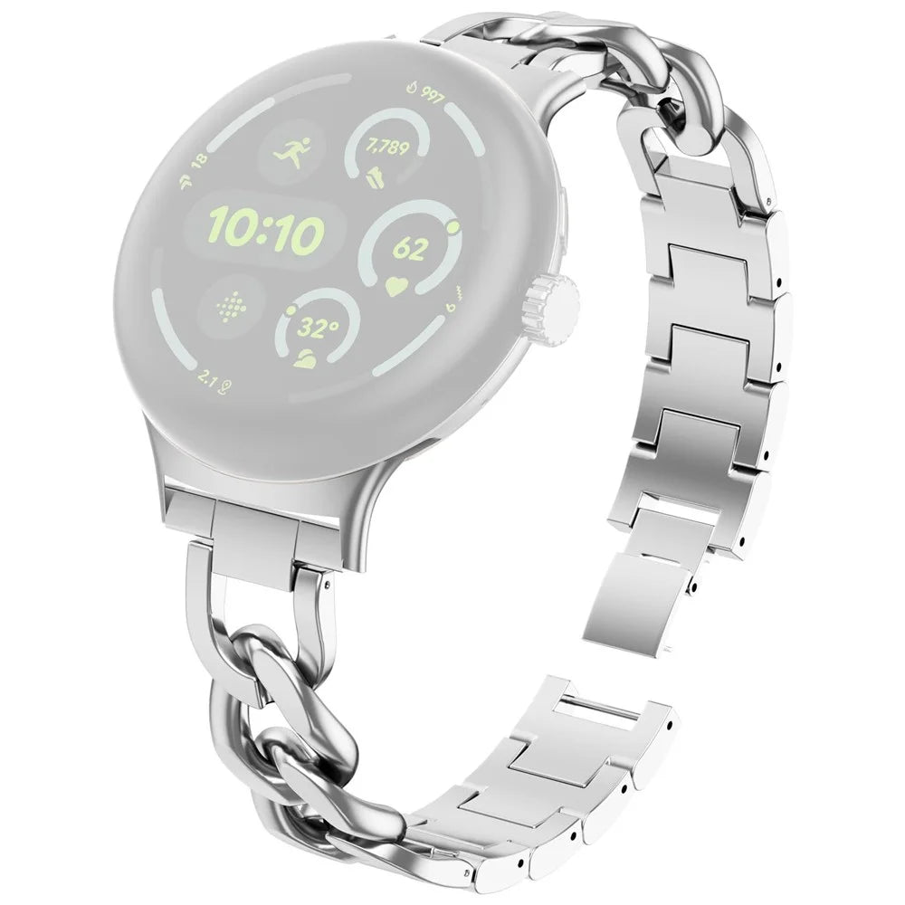 Watch Band for Google Pixel Watch 4 41mm / Watch 3 41mm / Watch 2 / Watch Stainless Steel Metal Chain Adjustable Bracelet Strap - Silver - 1