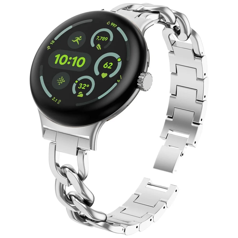 Watch Band for Google Pixel Watch 4 41mm / Watch 3 41mm / Watch 2 / Watch Stainless Steel Metal Chain Adjustable Bracelet Strap - Silver - 2