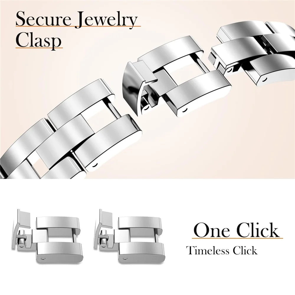 Watch Band For Samsung Galaxy Watch8 Classic 46mm  /  Watch8 44mm  /  40mm Crystal Chain Jewelry Clasp Zinc Alloy Wrist Strap - Silver - 4