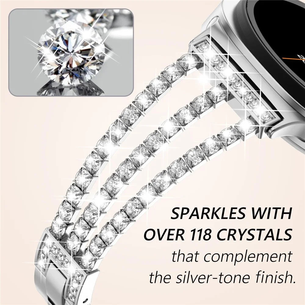 Watch Band For Samsung Galaxy Watch8 Classic 46mm  /  Watch8 44mm  /  40mm Crystal Chain Jewelry Clasp Zinc Alloy Wrist Strap - Silver - 5