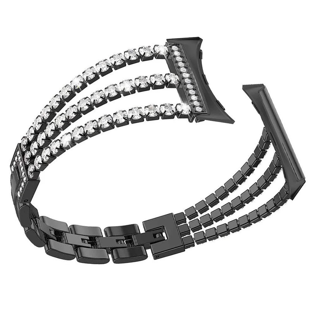 For Google Pixel Watch 4 45mm / Watch 3 45mm Watch Band Crystal Chain Jewelry Clasp Zinc Alloy Wrist Strap - Black - 3
