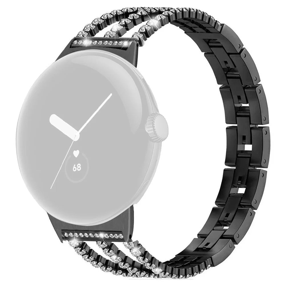 Watch Band for Google Pixel Watch 4 41mm / Watch 3 41mm / Watch 2 / Watch Crystal Chain Jewelry Clasp Zinc Alloy Wrist Strap - Black - 1