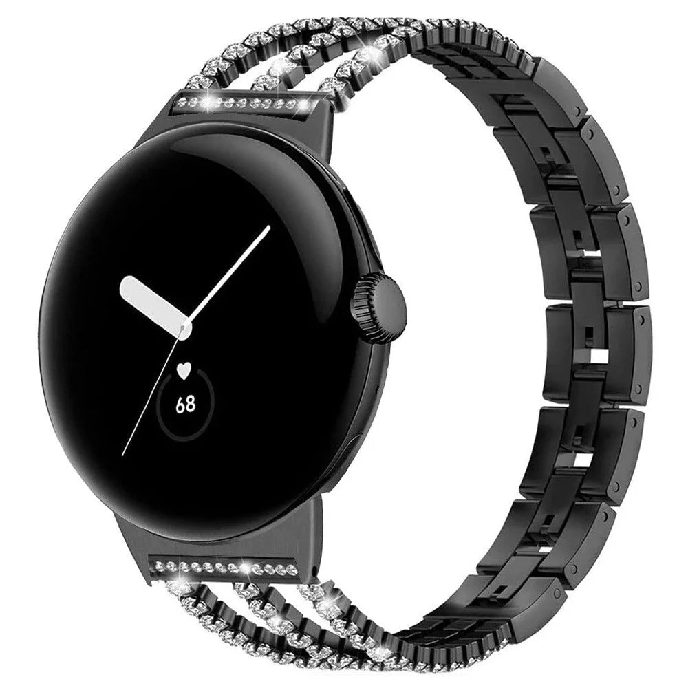 Watch Band for Google Pixel Watch 4 41mm / Watch 3 41mm / Watch 2 / Watch Crystal Chain Jewelry Clasp Zinc Alloy Wrist Strap - Black - 2