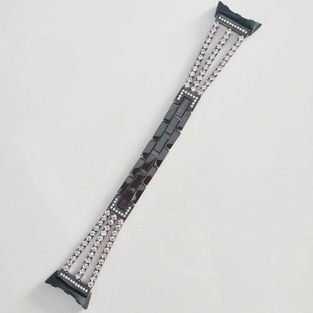 Watch Band for Google Pixel Watch 4 41mm / Watch 3 41mm / Watch 2 / Watch Crystal Chain Jewelry Clasp Zinc Alloy Wrist Strap - Black - 4
