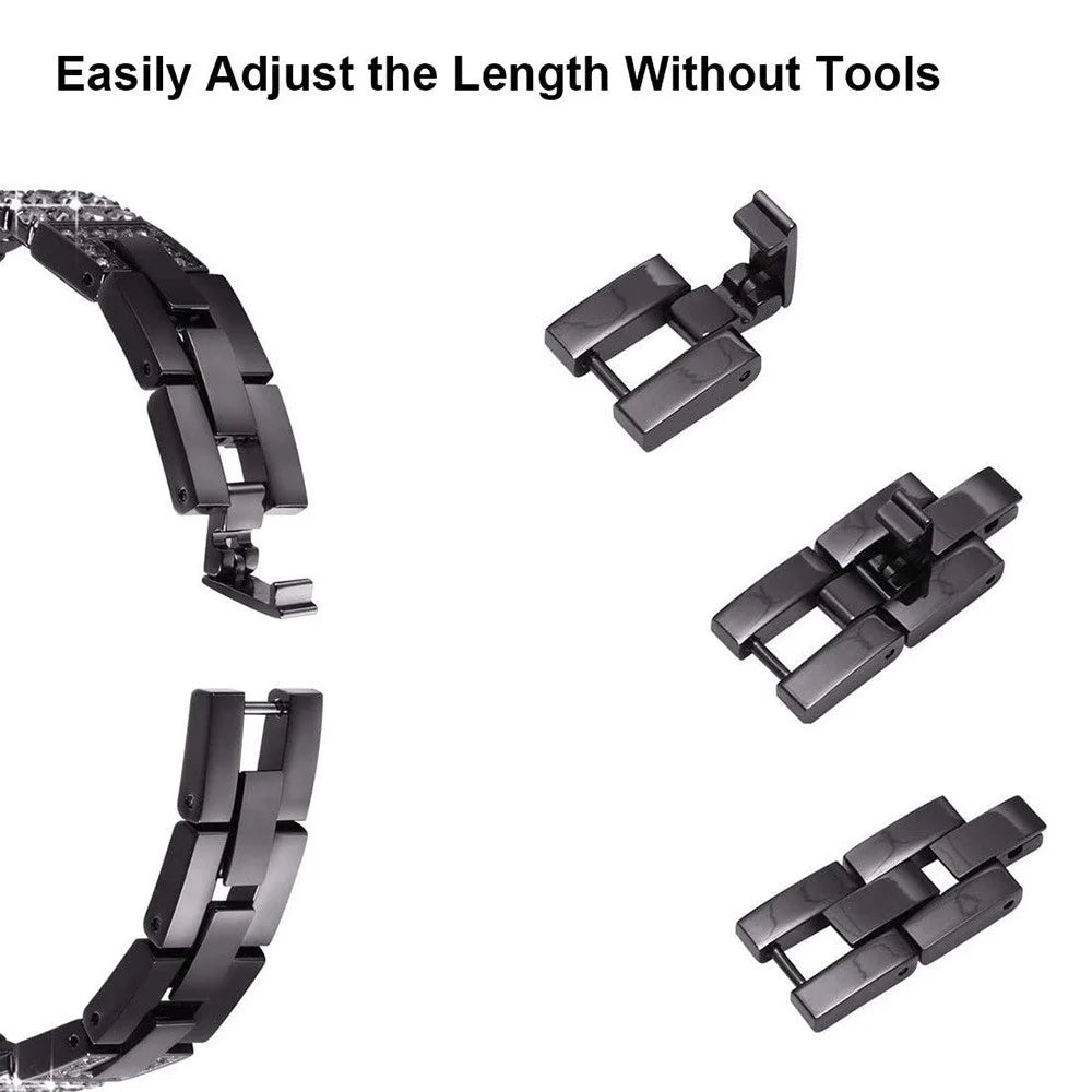 Watch Band for Google Pixel Watch 4 41mm / Watch 3 41mm / Watch 2 / Watch Crystal Chain Jewelry Clasp Zinc Alloy Wrist Strap - Black - 5